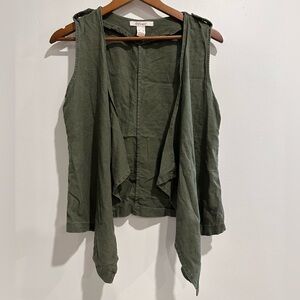 REVAMPED Linen Blend Open Front Vest‎